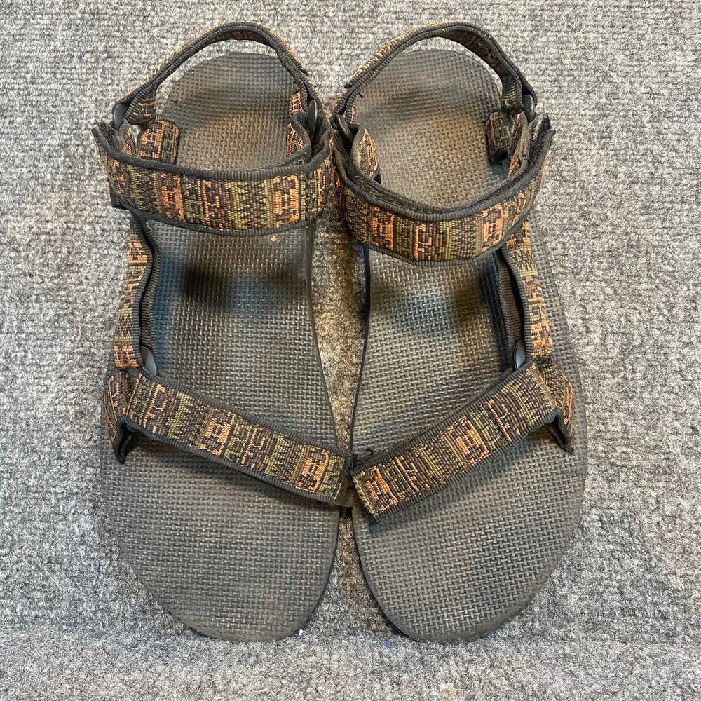 Teva Double Strap Comfort Hiking Sandals Black Brown Aztec Pattern Mens Size 11